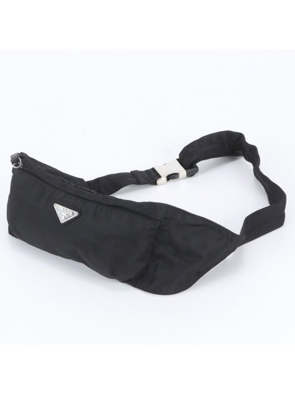 Prada Tessuto Nylon Triangle Logo 2-Way Belt Bag Crossbody Waist Pouch Black